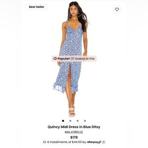 MAJORELLE Quincy midi dress in blue ditzy. From Revolve. Perfect condition